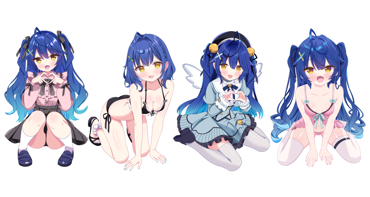 This is a pixiv picture whose title is 【非公式】天宮こころ＆水着＆地雷系＆下着【アクリルスタンド】.