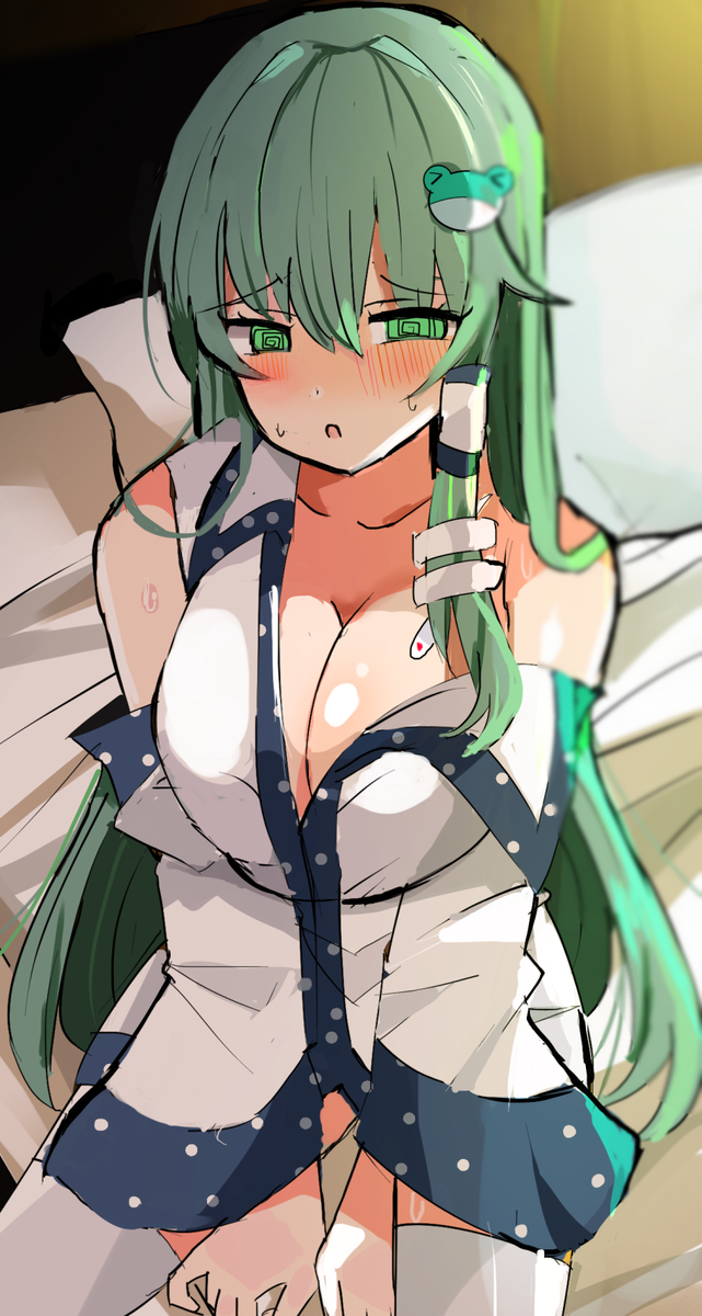 This is a pixiv picture whose title is 昨日の記憶がない早苗さん.