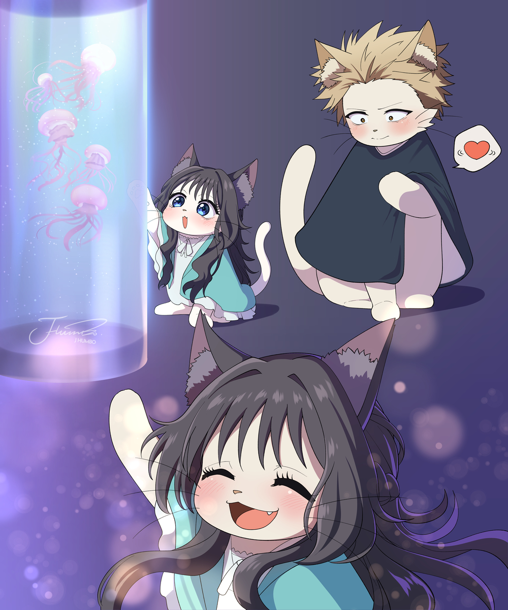 This is a pixiv picture whose title is 🐟🐱🐱.