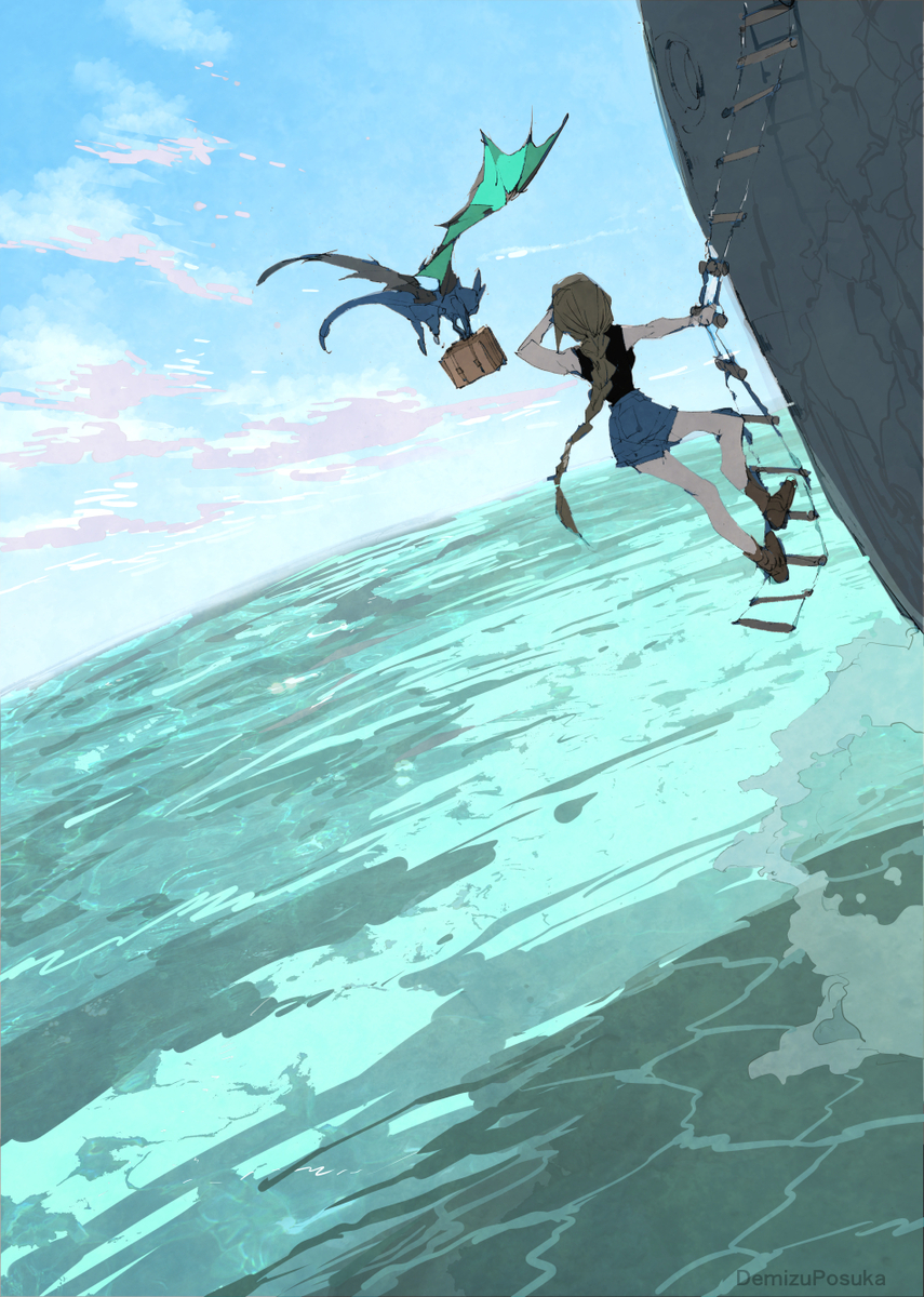This is a pixiv picture whose title is 終わるのか夏.
