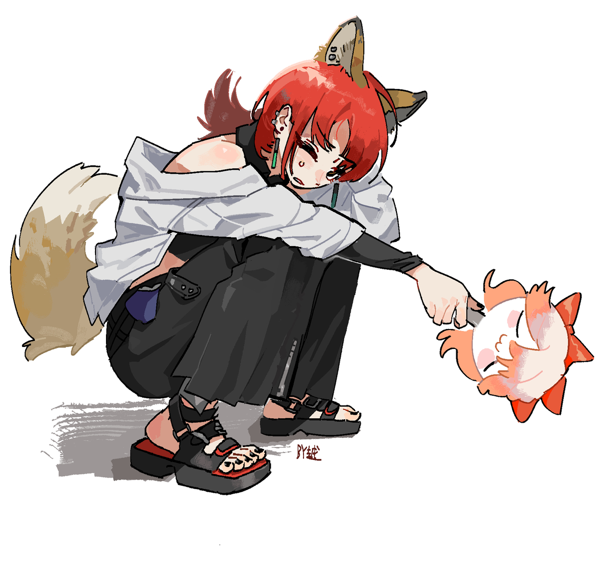 This is a pixiv picture whose title is 站累了蹲会.