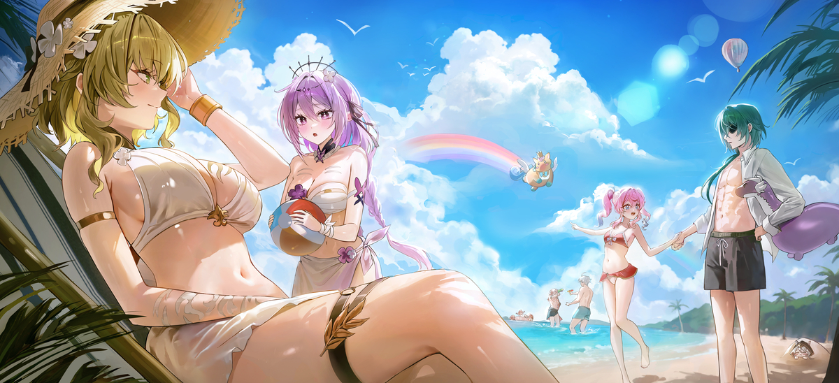 This is a pixiv picture whose title is Amphoreus Beach🩵.