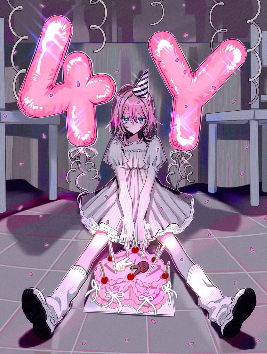 This is a pixiv picture whose title is 「ばかじゃないのに」4周年.