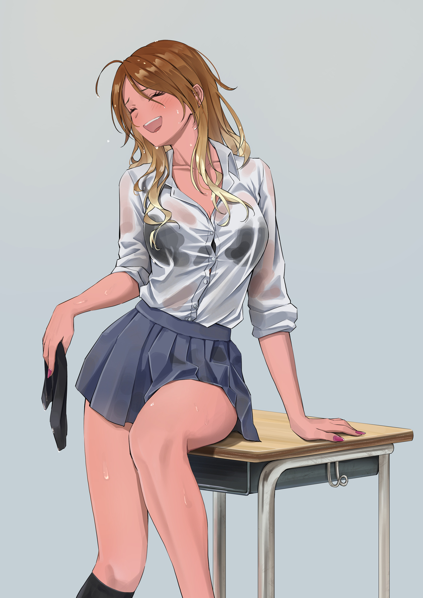 This is a pixiv picture whose title is 登校中のゲリラ豪雨.