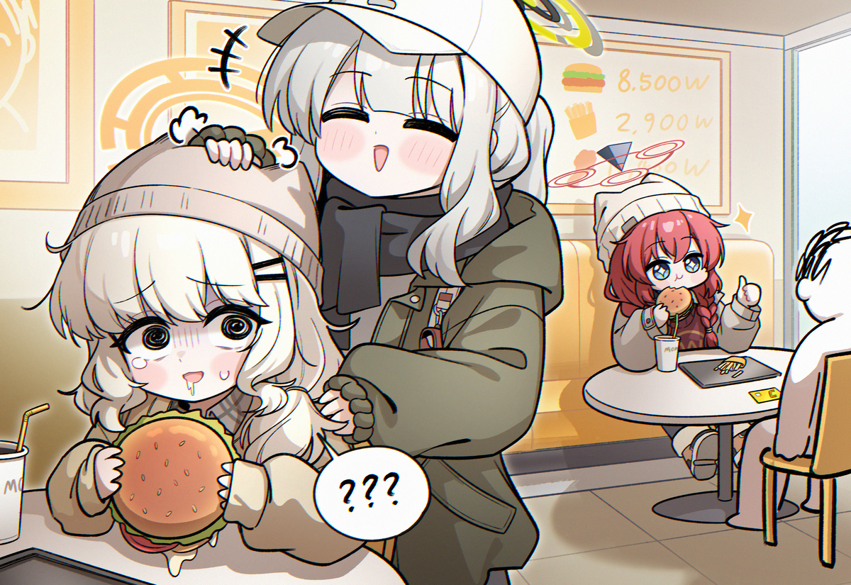 This is a pixiv picture whose title is 맘스터치 아오바와 마키로 착각한 하레.