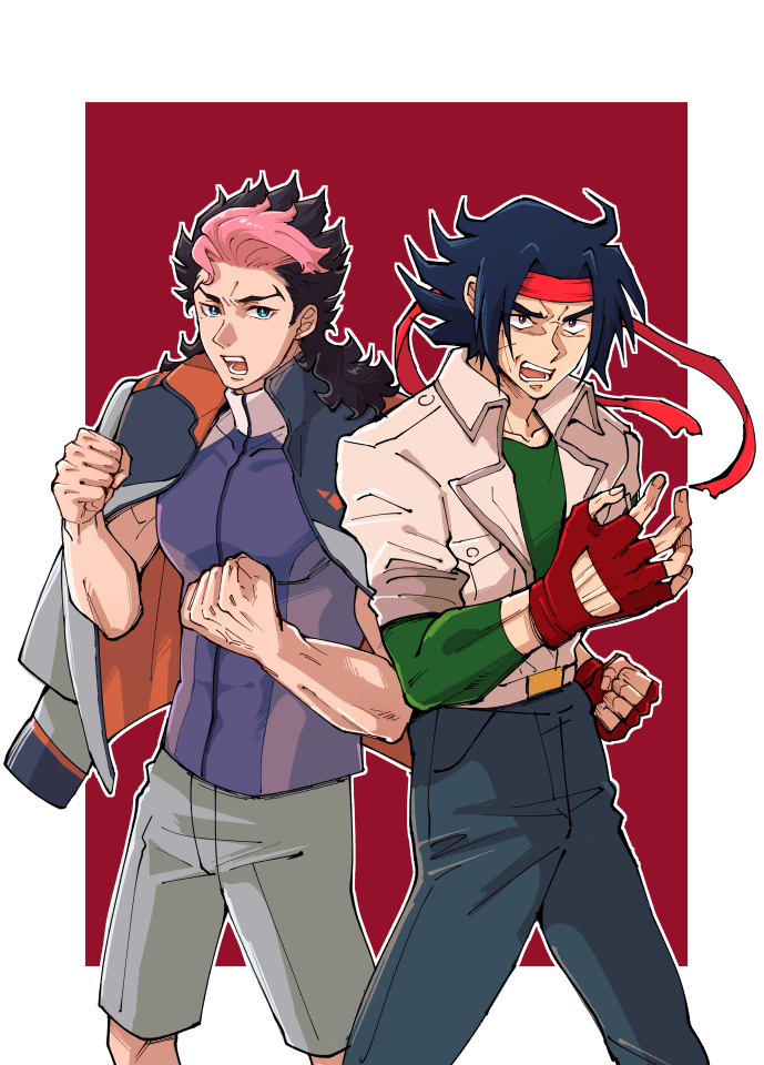 This is a pixiv picture whose title is 熱い男達.