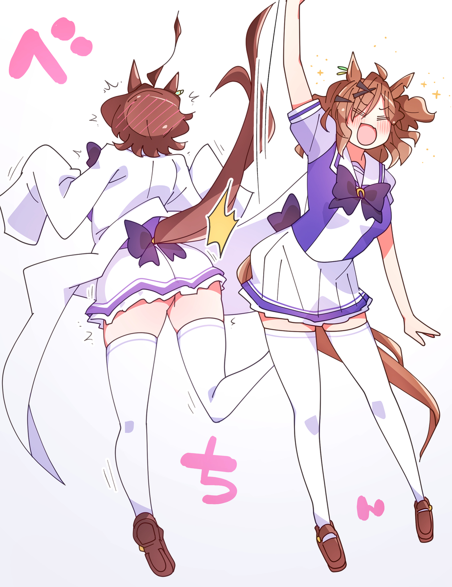 This is a pixiv picture whose title is ポッケにケツ叩かれるタキオン.
