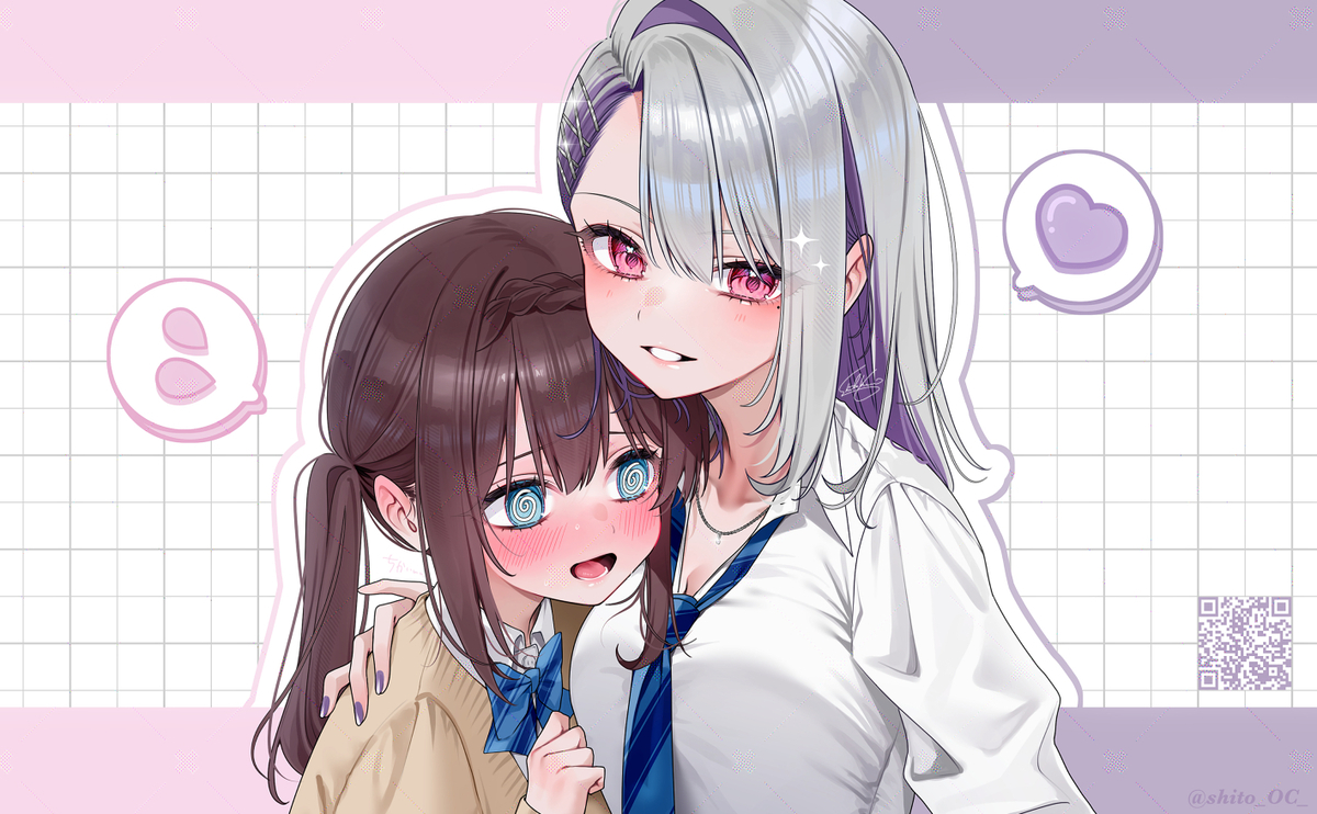 This is a pixiv picture whose title is 創作百合☝️🩷💜.