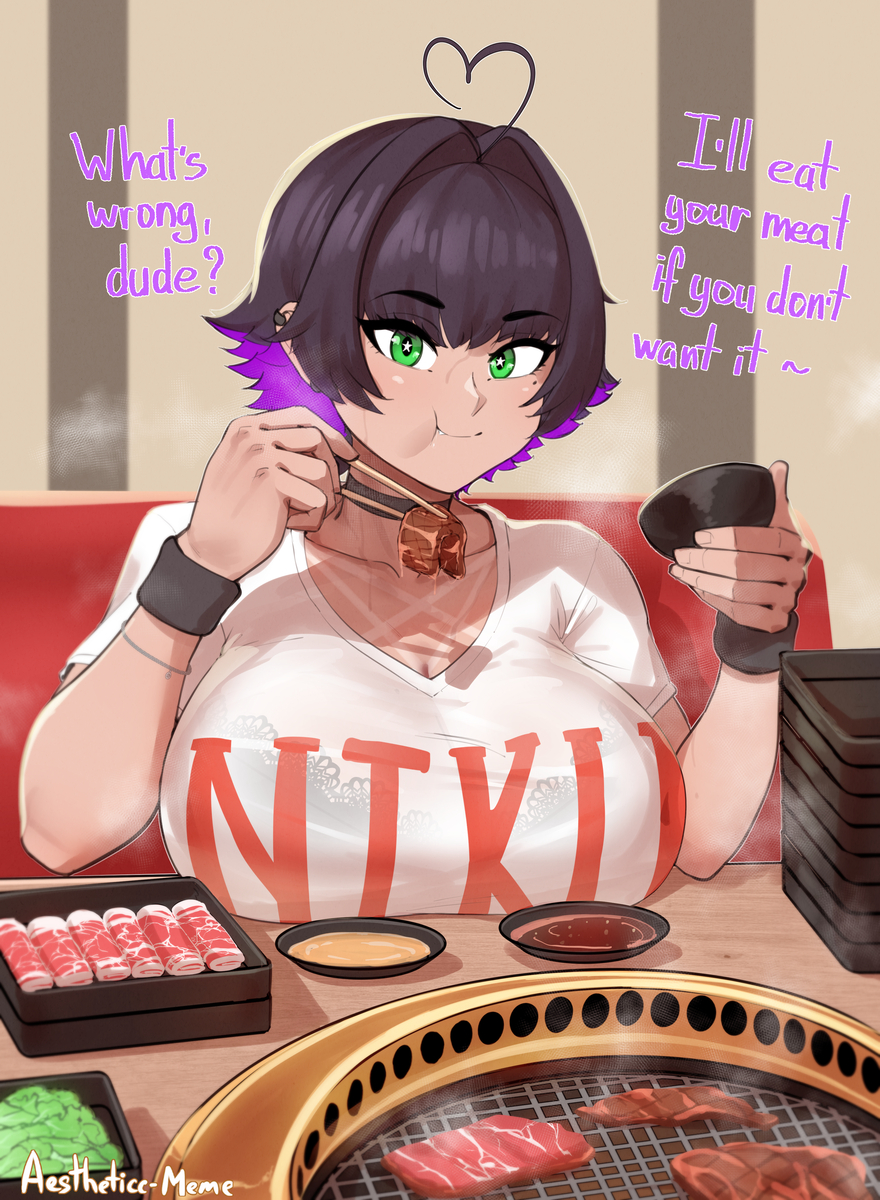This is a pixiv picture whose title is Tomboy Yakiniku.