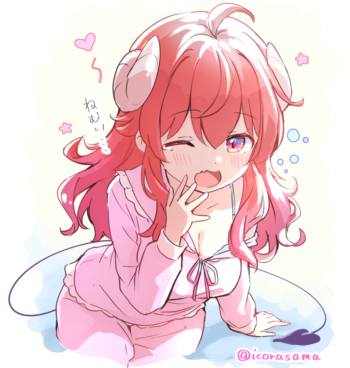 This is a pixiv picture whose title is 夜更かしまぞく.