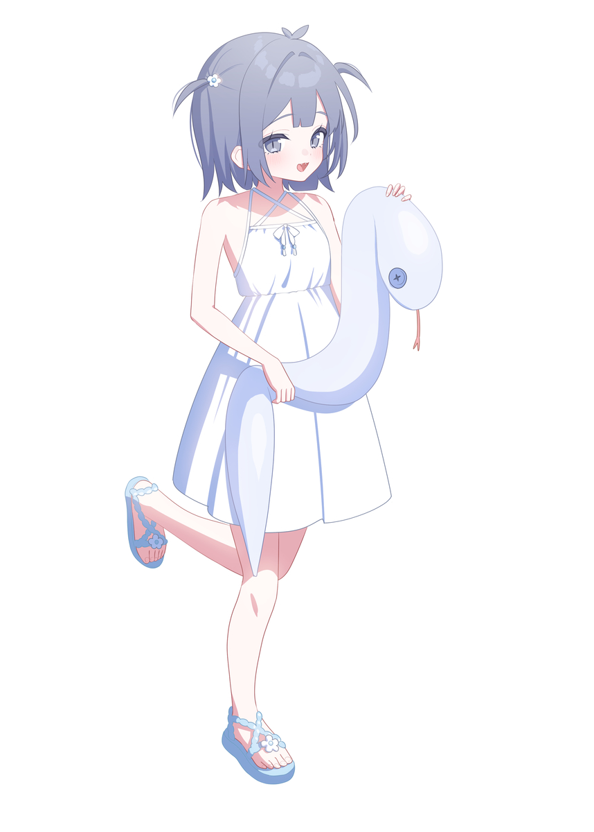 This is a pixiv picture whose title is へびが好きなおんなのこ🐍🩵🩶🤍.