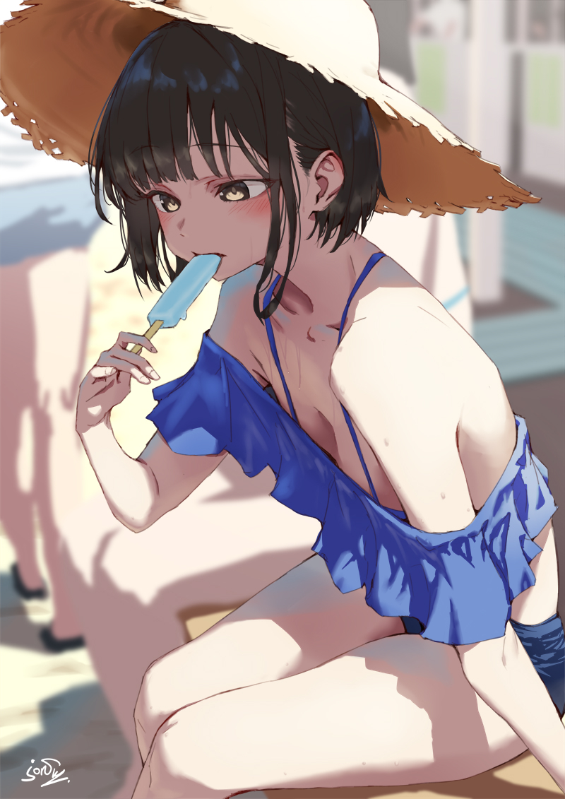This is a pixiv picture whose title is アイスが思ったより冷たかった子.