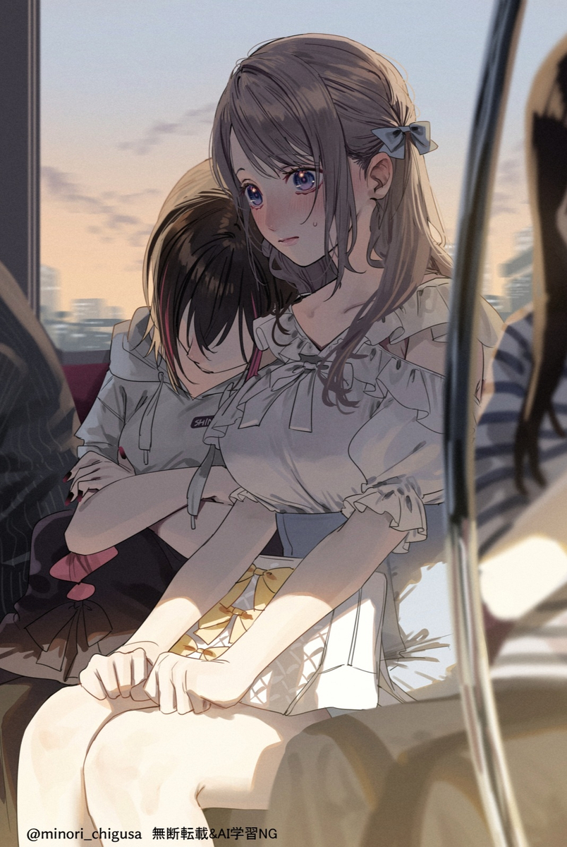 This is a pixiv picture whose title is デート帰りの電車🚋.