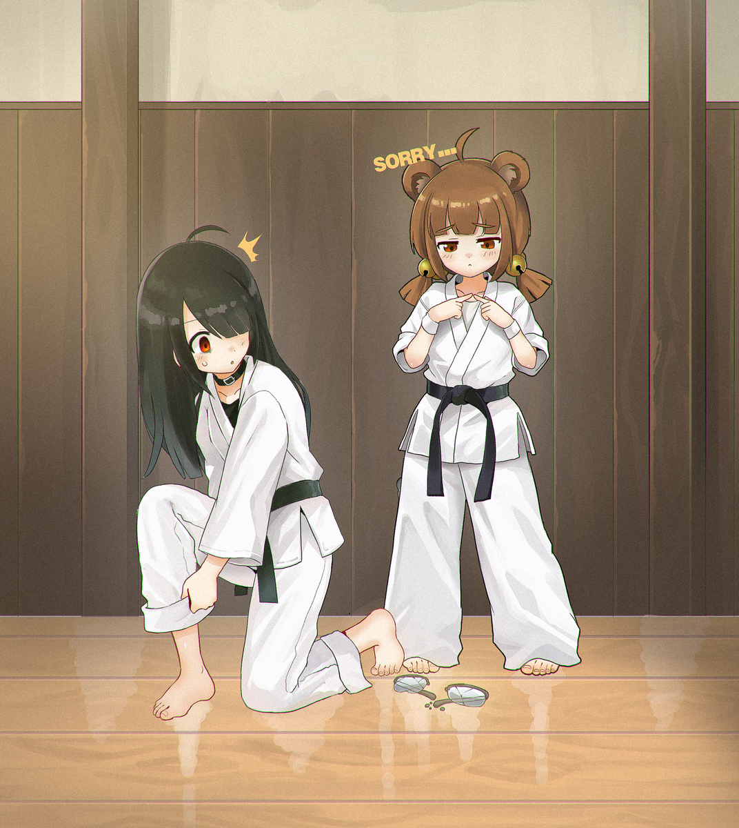 This is a pixiv picture whose title is 不小心把姐姐的眼镜踩碎了呢…….