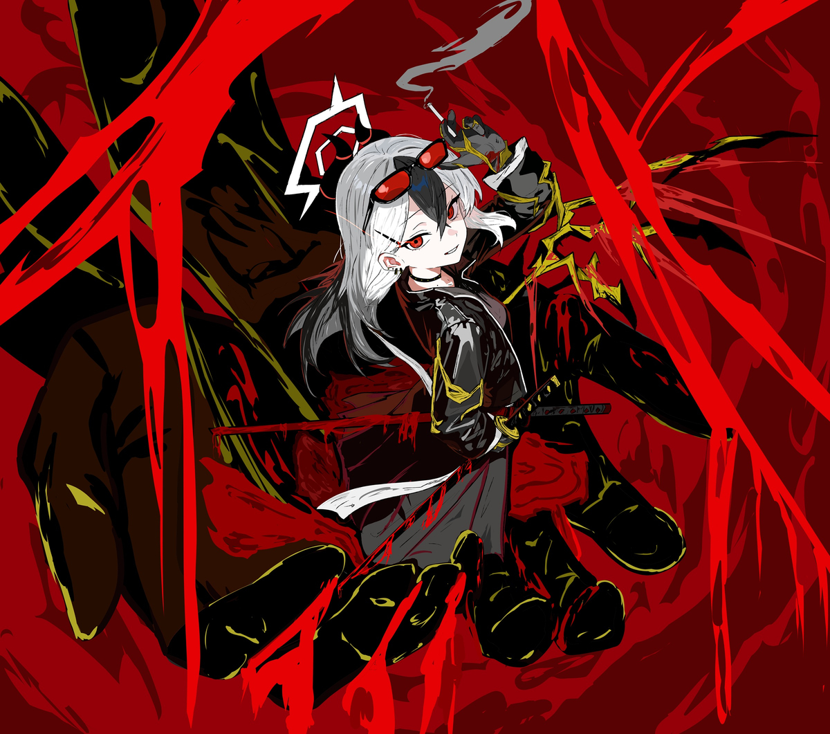 This is a pixiv picture whose title is 鬼方カヨコ×軽蔑、畏敬.