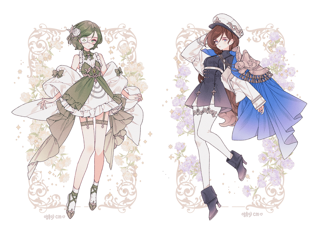 This is a pixiv picture whose title is 💚cm🩵.