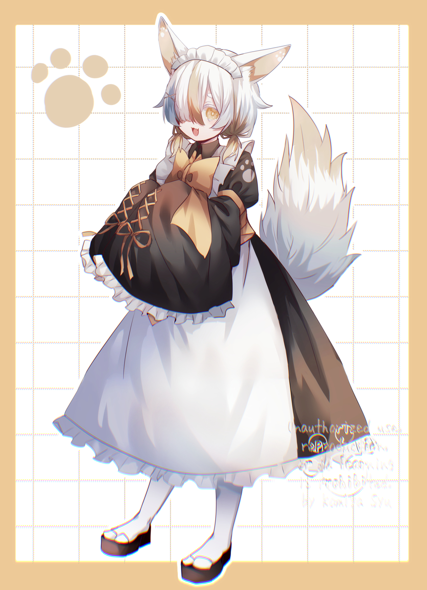 This is a pixiv picture whose title is 狐耳双子メイド.