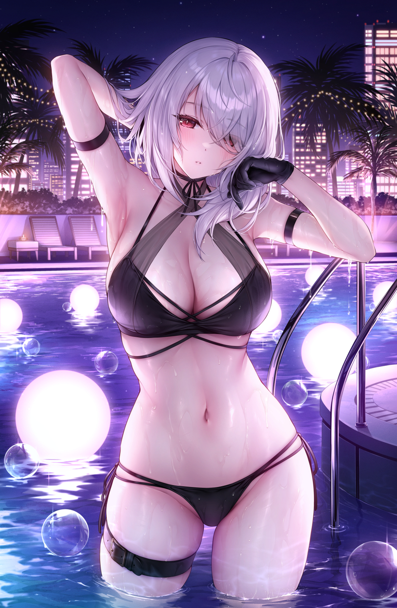 This is a pixiv picture whose title is ナイトプール×レンネちゃん🫧.