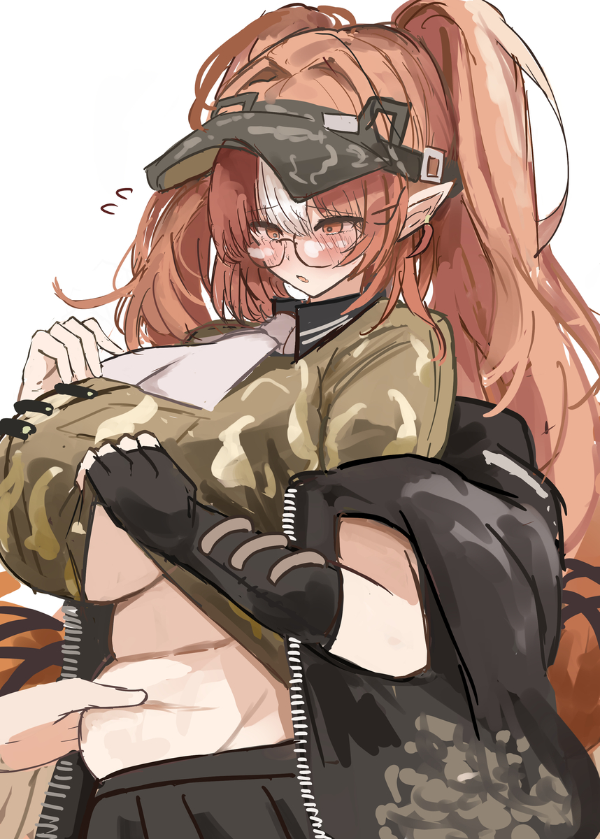 This is a pixiv picture whose title is ウルフェナイトちゃんの贅肉をつまむ‥‥.