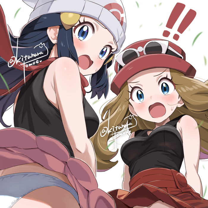 This is a pixiv picture whose title is Request🐧🦊セレナとヒカリの暴風パンモロ事件！.