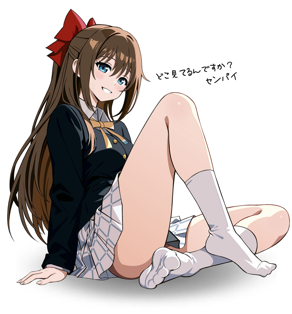 This is a pixiv picture whose title is 生靴下の誘惑.