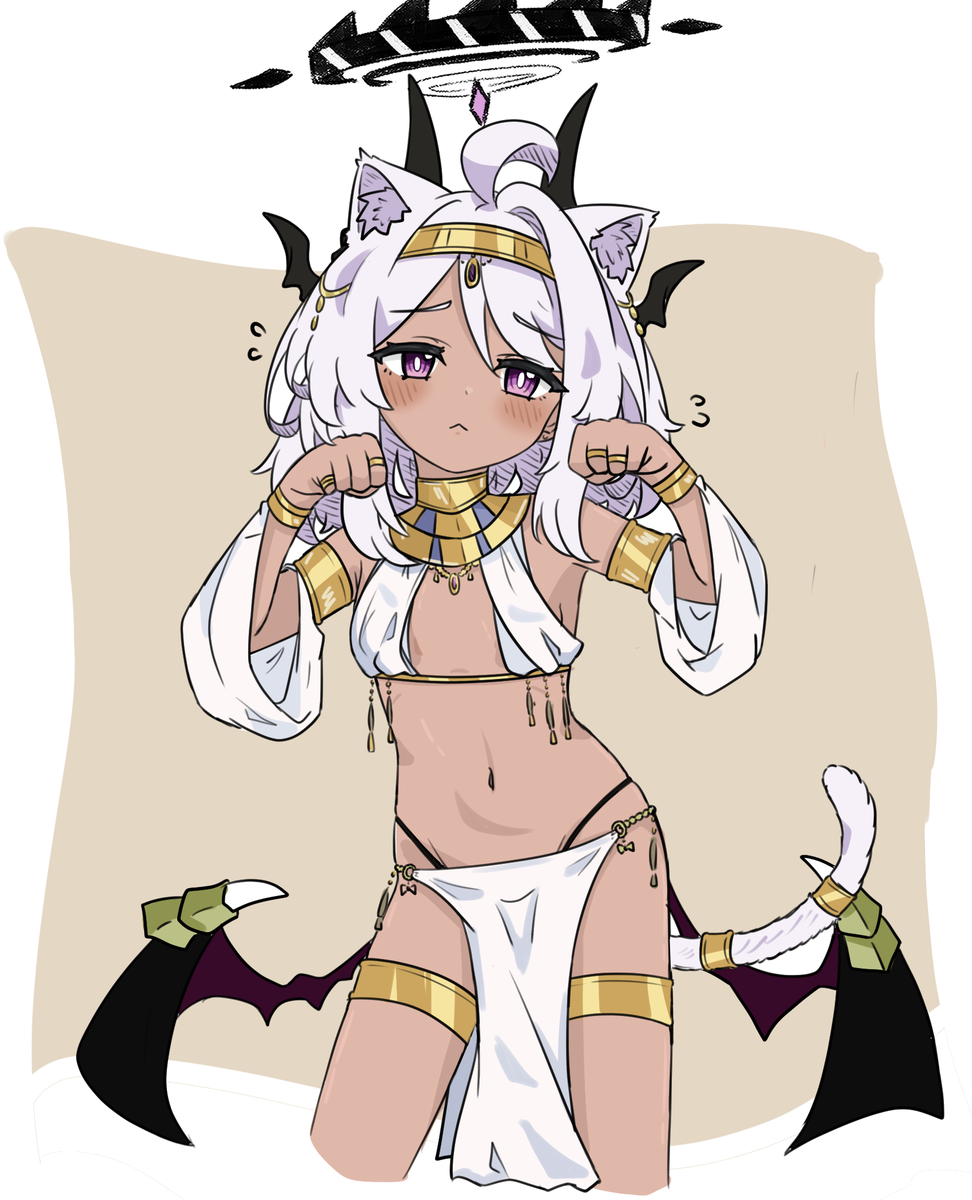 This is a pixiv picture whose title is 褐色エジプト猫耳ロリヒナ～.