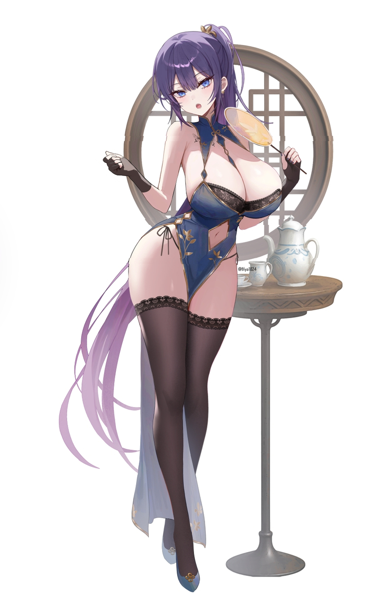 This is a pixiv picture whose title is チャイナドレス Yuna🩵.