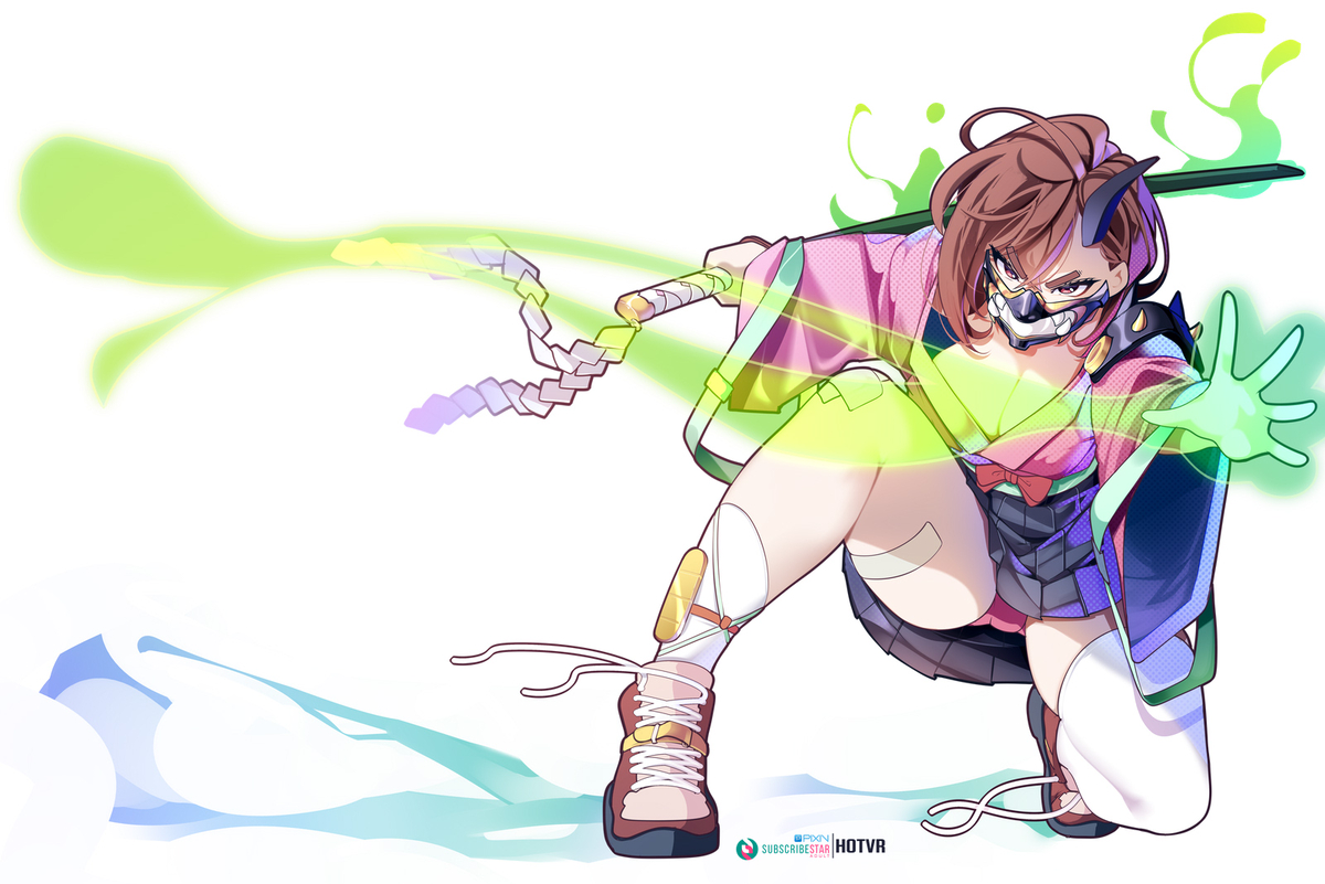 This is a pixiv picture whose title is Cyber Oni Momo.