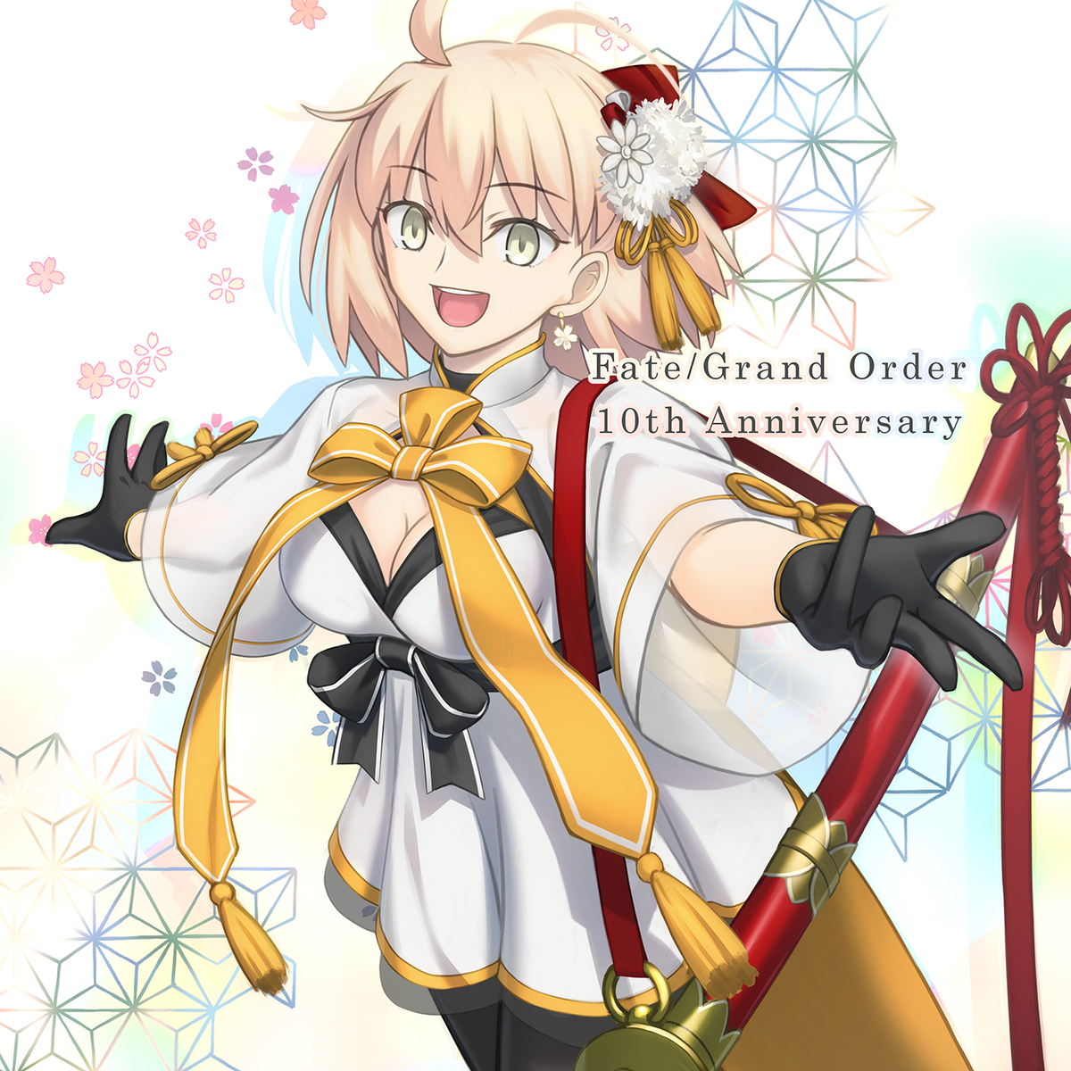 This is a pixiv picture whose title is FGO10周年フェス衣装沖田さん.