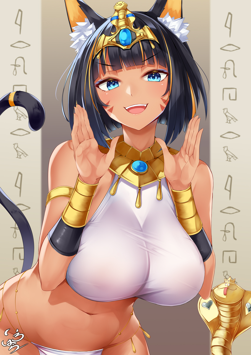 This is a pixiv picture whose title is 褐色猫耳でっかいの.
