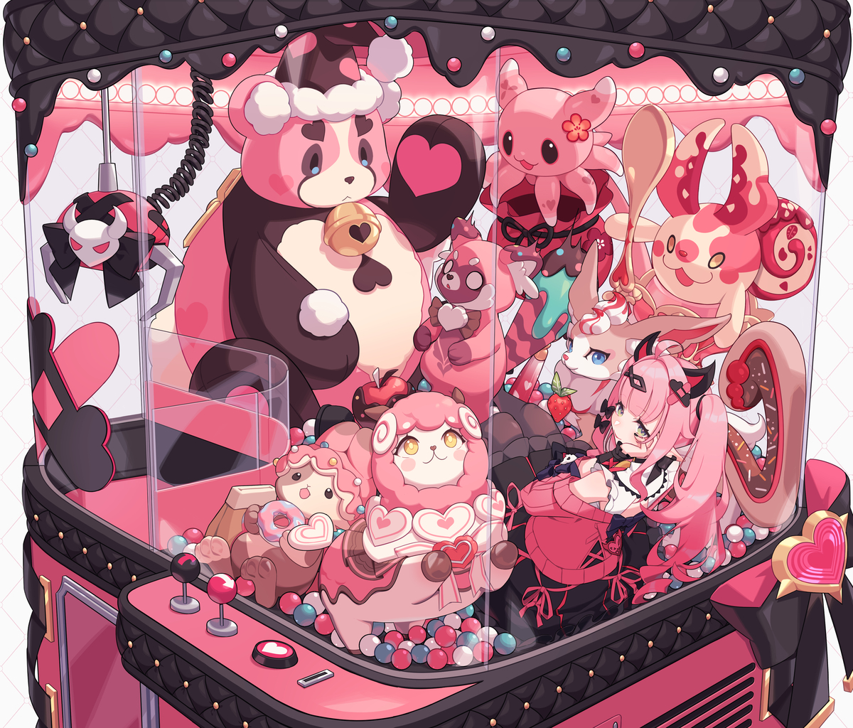 This is a pixiv picture whose title is パラヤヤちゃんとピンクアニマちゃん.