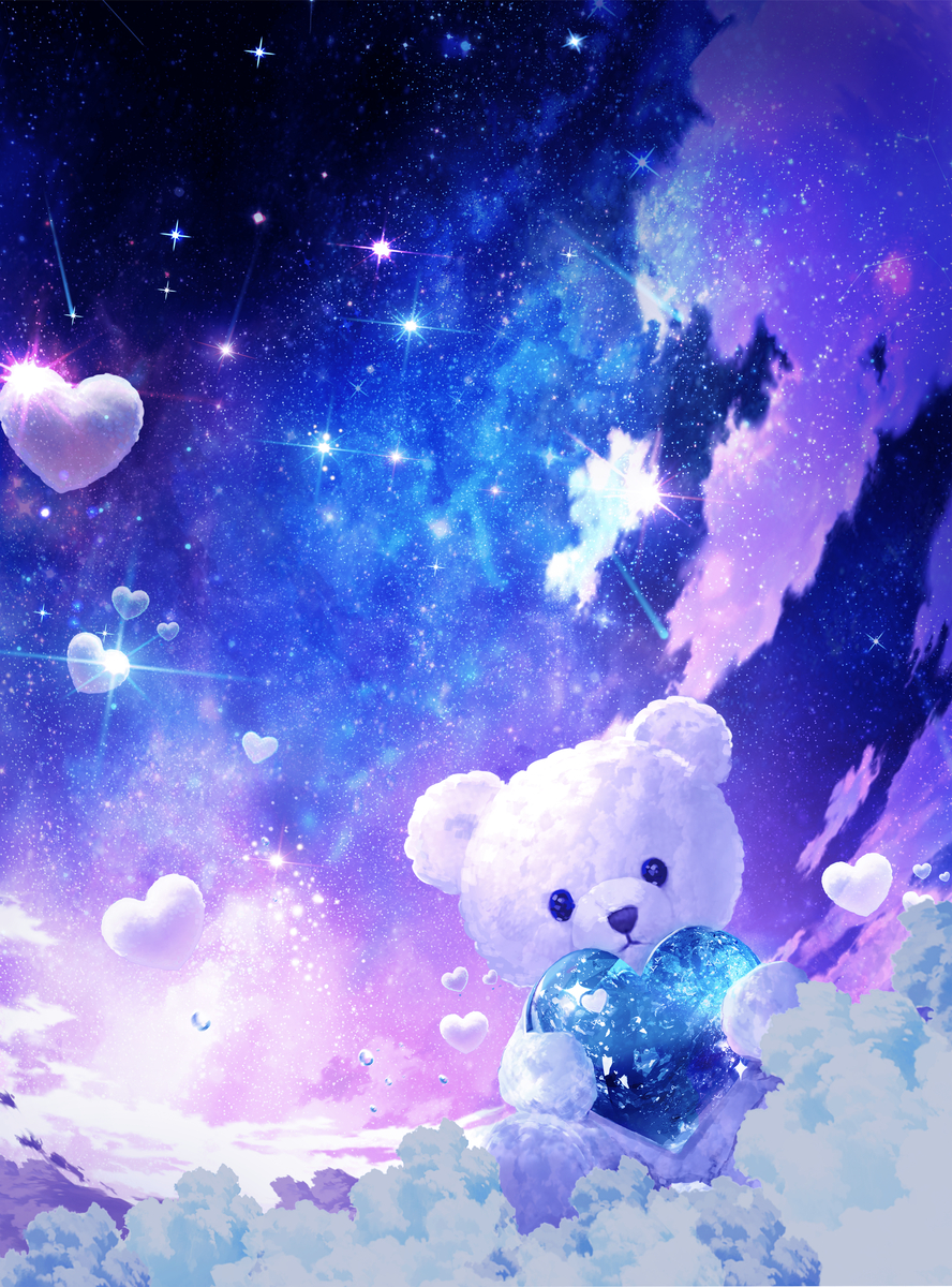 This is a pixiv picture whose title is 夜空に輝くクマさん雲✨.