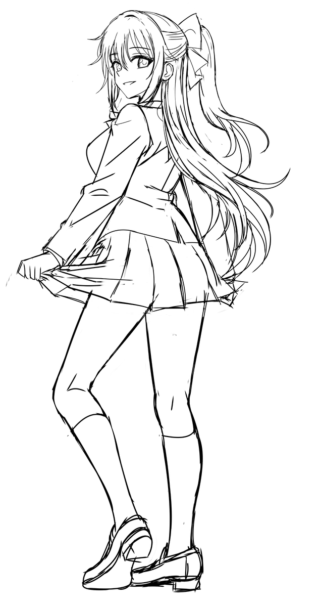 This is a pixiv picture whose title is 見返り美少女.