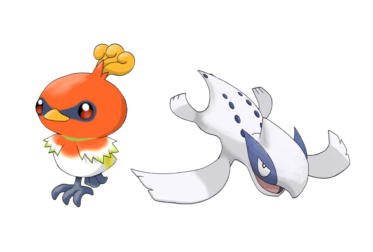 This is a pixiv picture whose title is ホウオウ&ルギア(childhood).