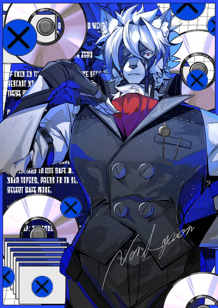 This is a pixiv picture whose title is blue screen.