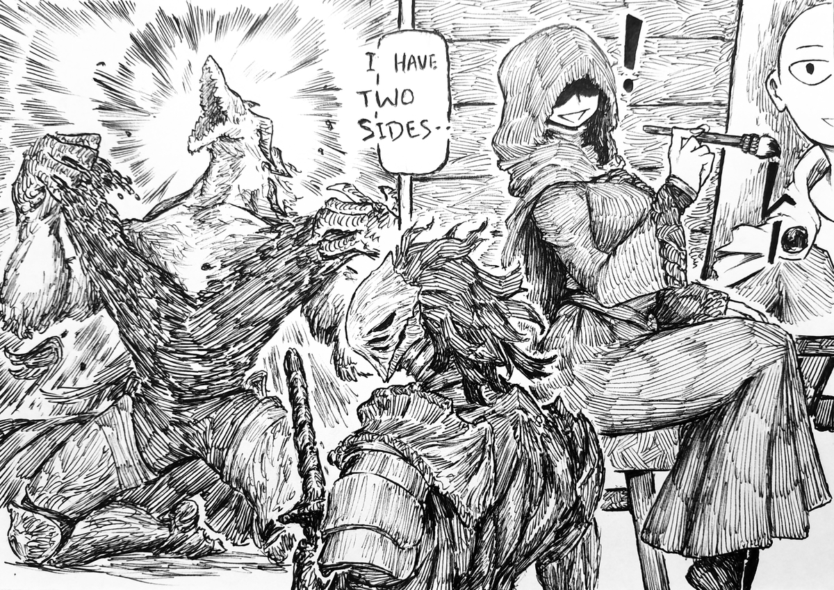 This is a pixiv picture whose title is Two Faces One Sword.