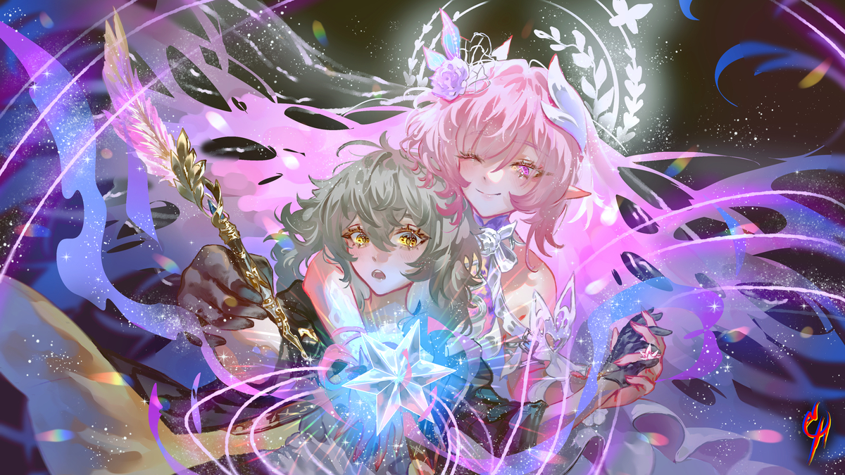 This is a pixiv picture whose title is Cosmic Love.