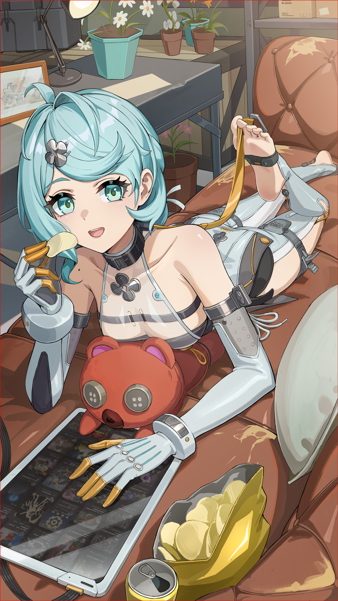 This is a pixiv picture whose title is 休息日就该窝在沙发上狠狠玩.