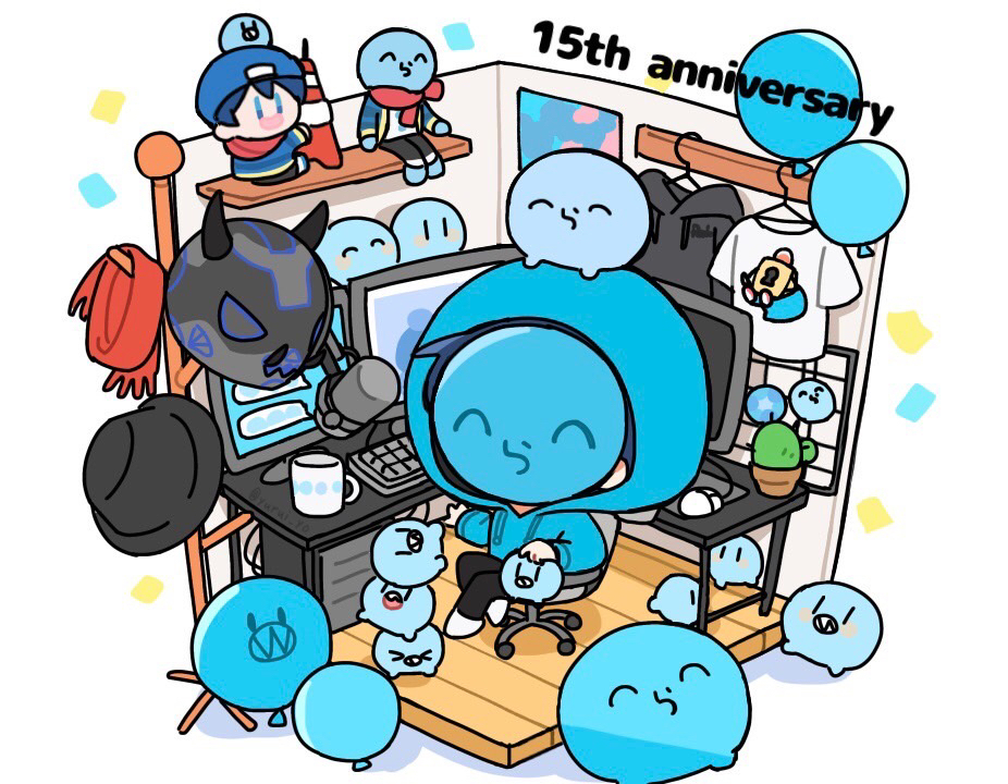 This is a pixiv picture whose title is 15周年記念イラスト🎉.