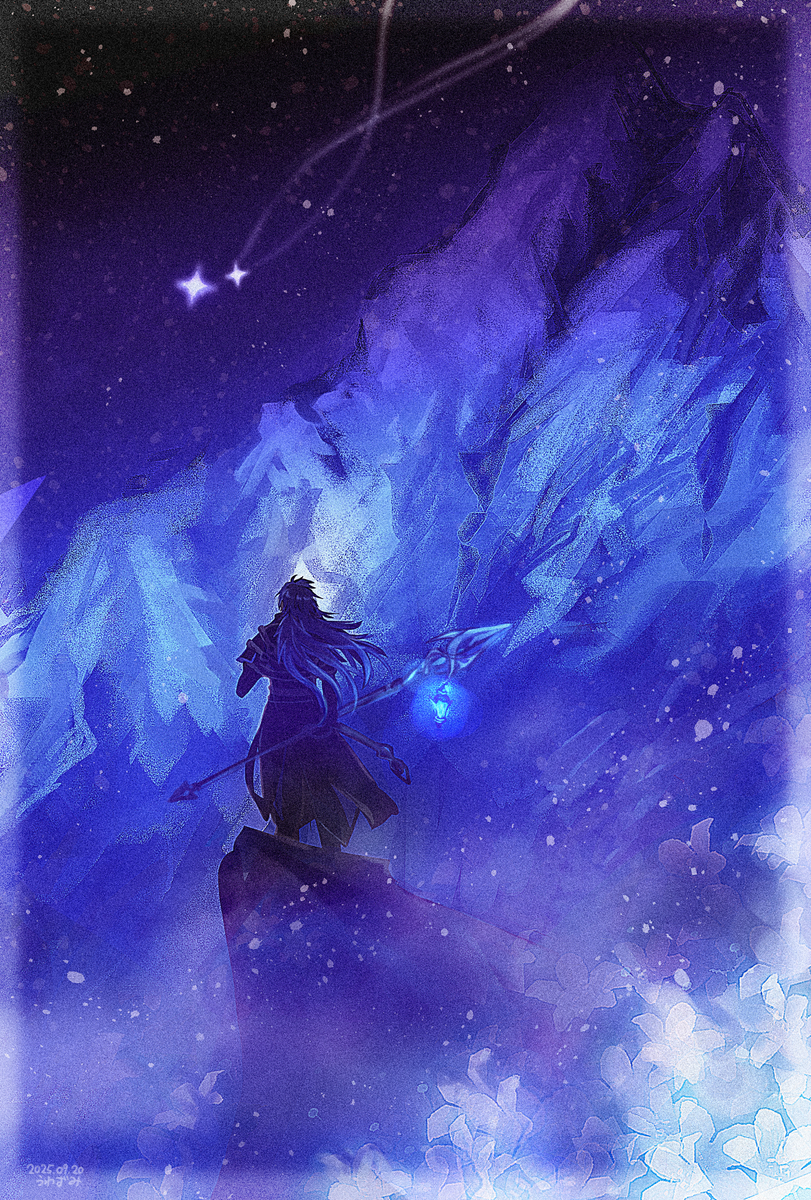 This is a pixiv picture whose title is 夜空に見た宝石.