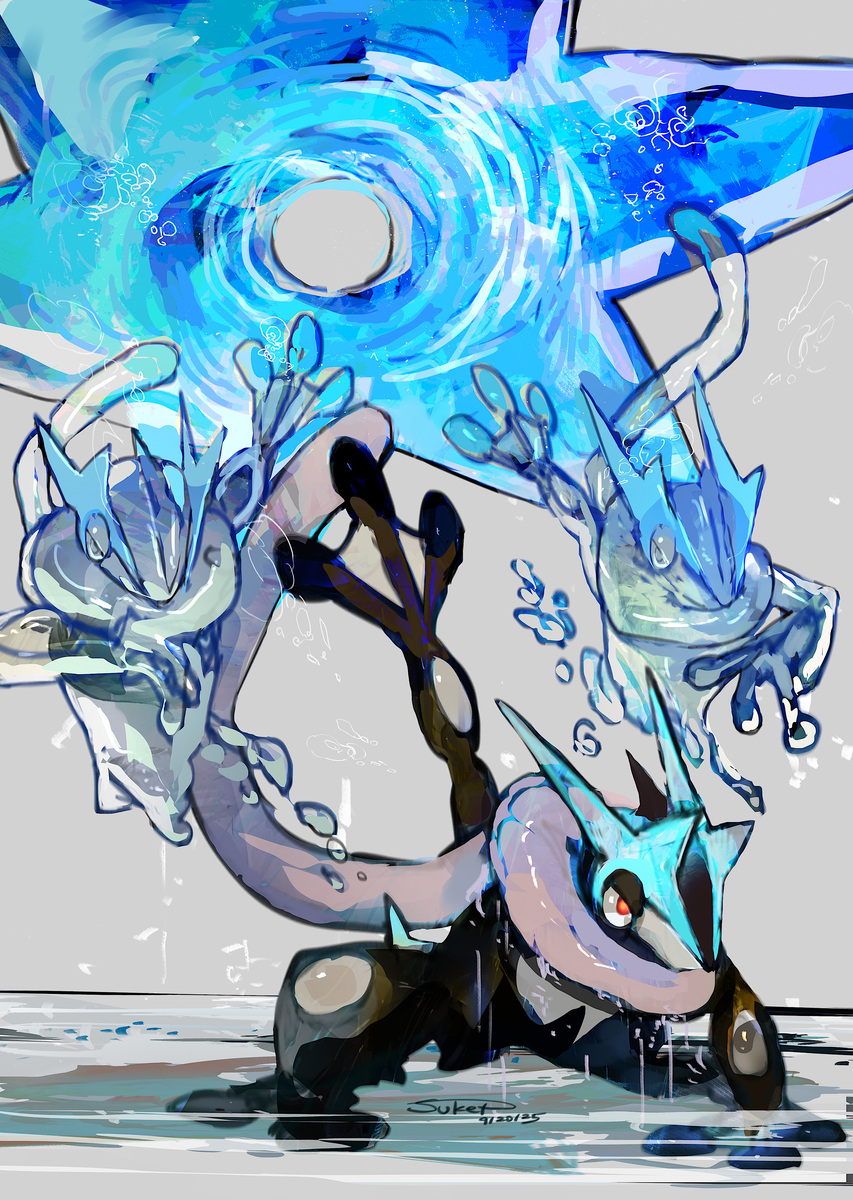 This is a pixiv picture whose title is メガゲッコウガ.