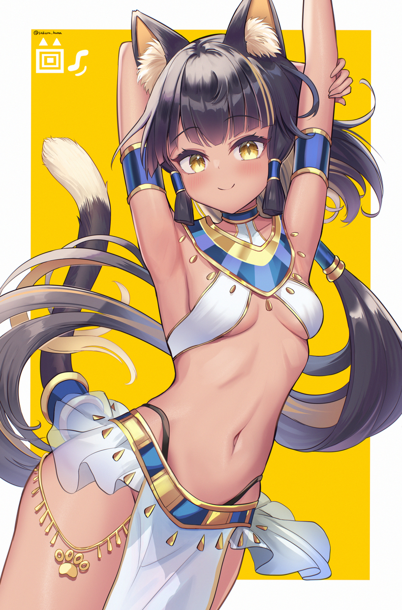 This is a pixiv picture whose title is 褐色エジプト猫耳ロリ🐈️.