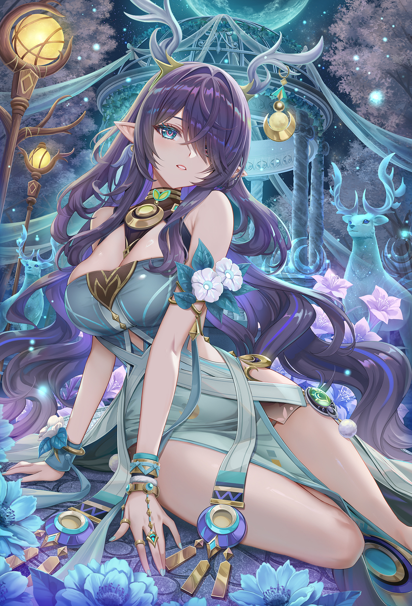 This is a pixiv picture whose title is 月光浴.