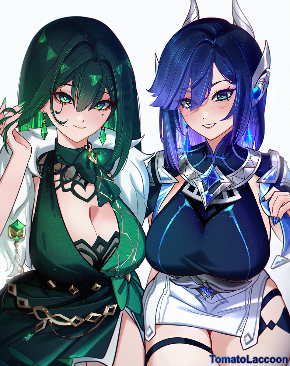 This is a pixiv picture whose title is Nefer and Yelan.