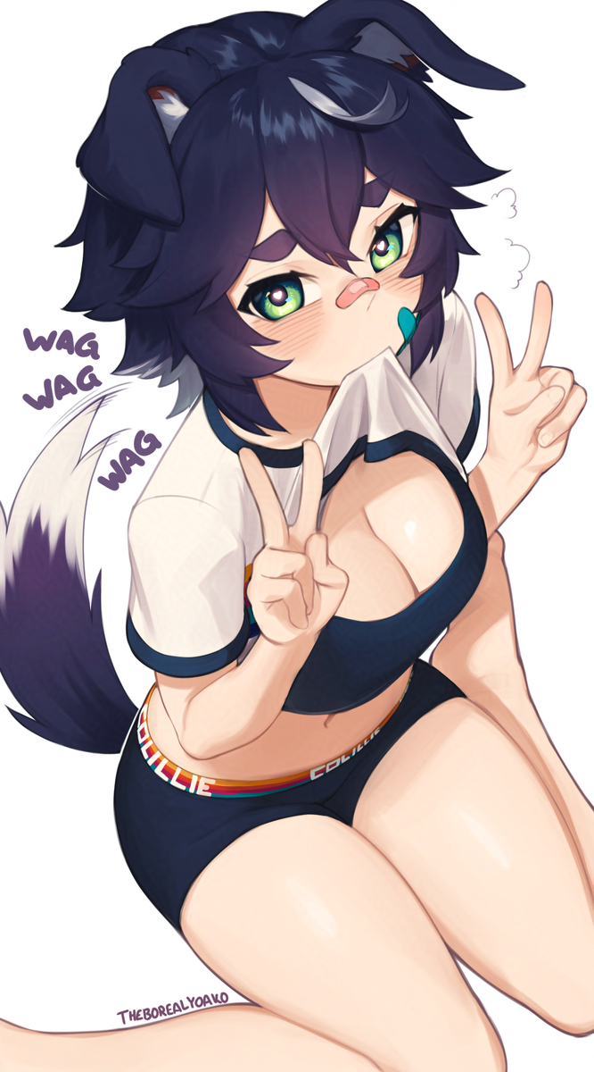 This is a pixiv picture whose title is wagging tail.