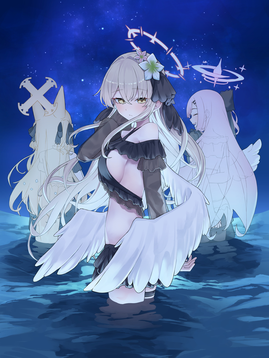 This is a pixiv picture whose title is 水着ティーパーティー.