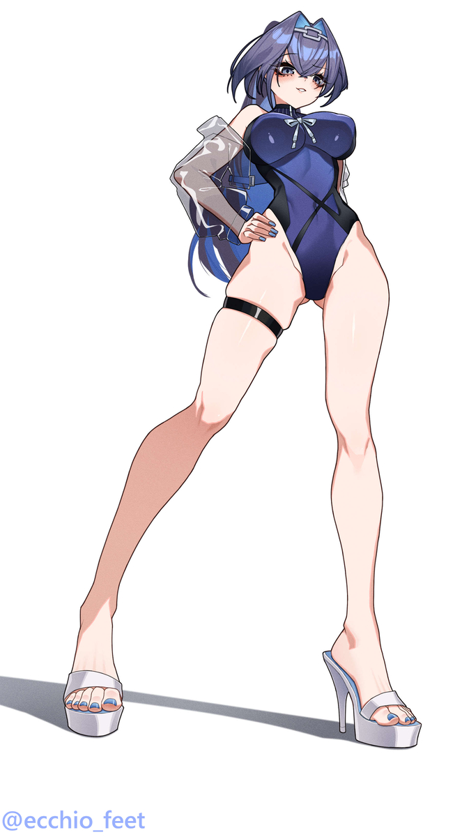This is a pixiv picture whose title is Ouro Kronii swimsuit.
