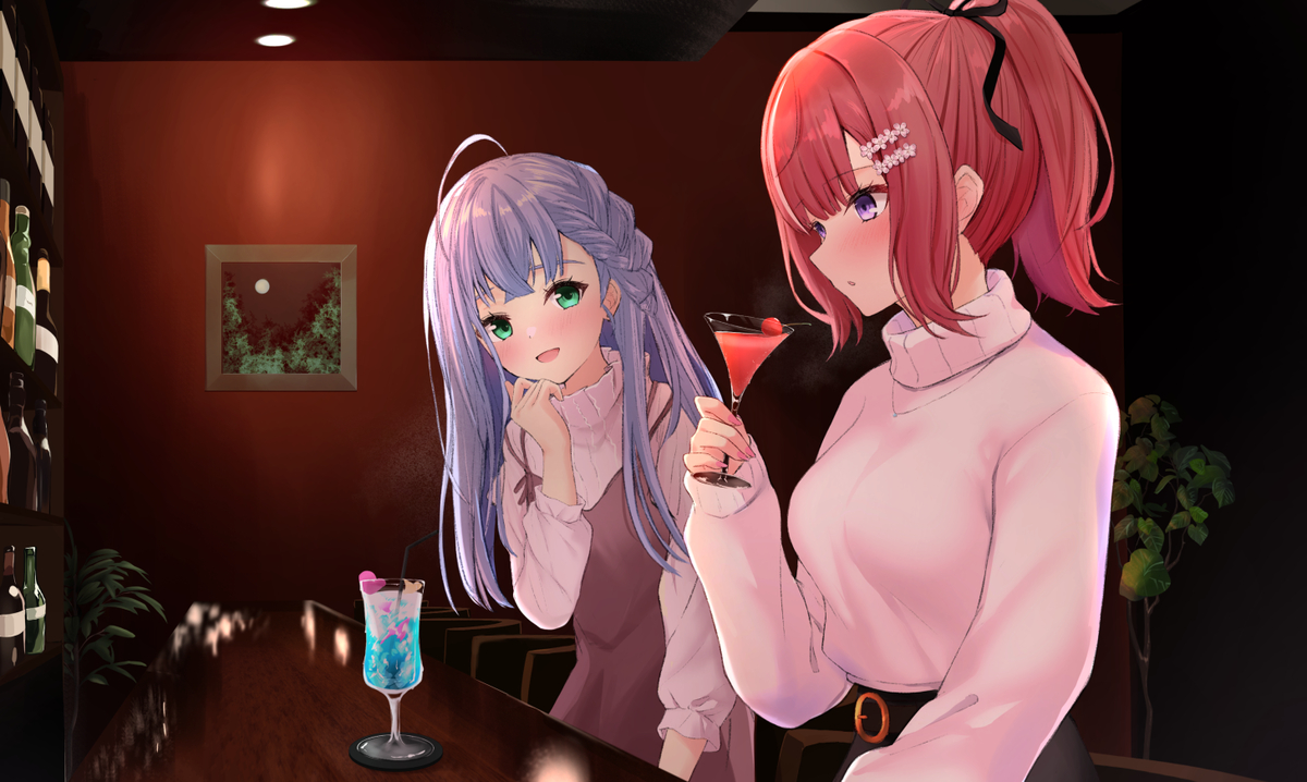 This is a pixiv picture whose title is 飲みニケーション.