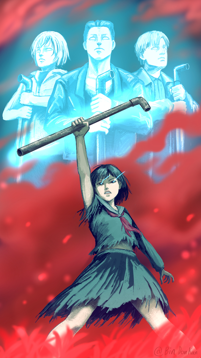 This is a pixiv picture whose title is 鉄パイプの継承.