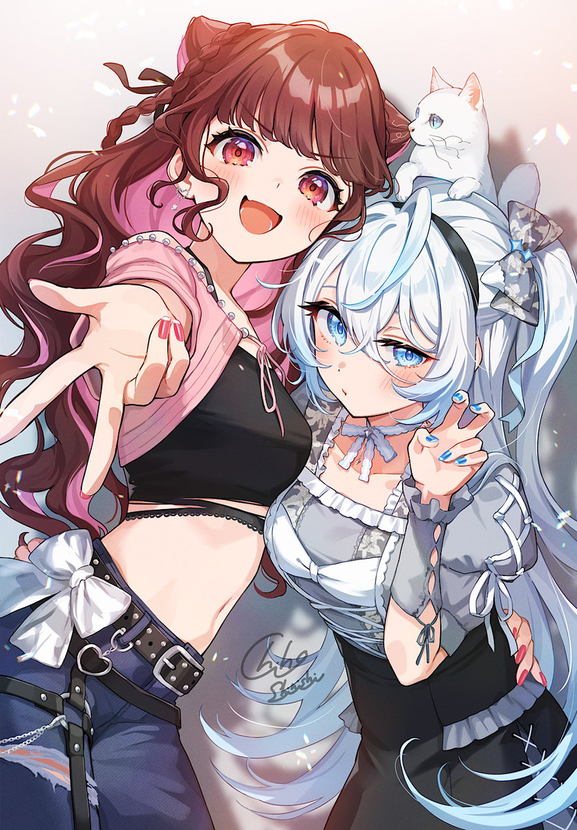 This is a pixiv picture whose title is ﾋﾟｰｽ🎀🩵ﾋﾟｰｽ.